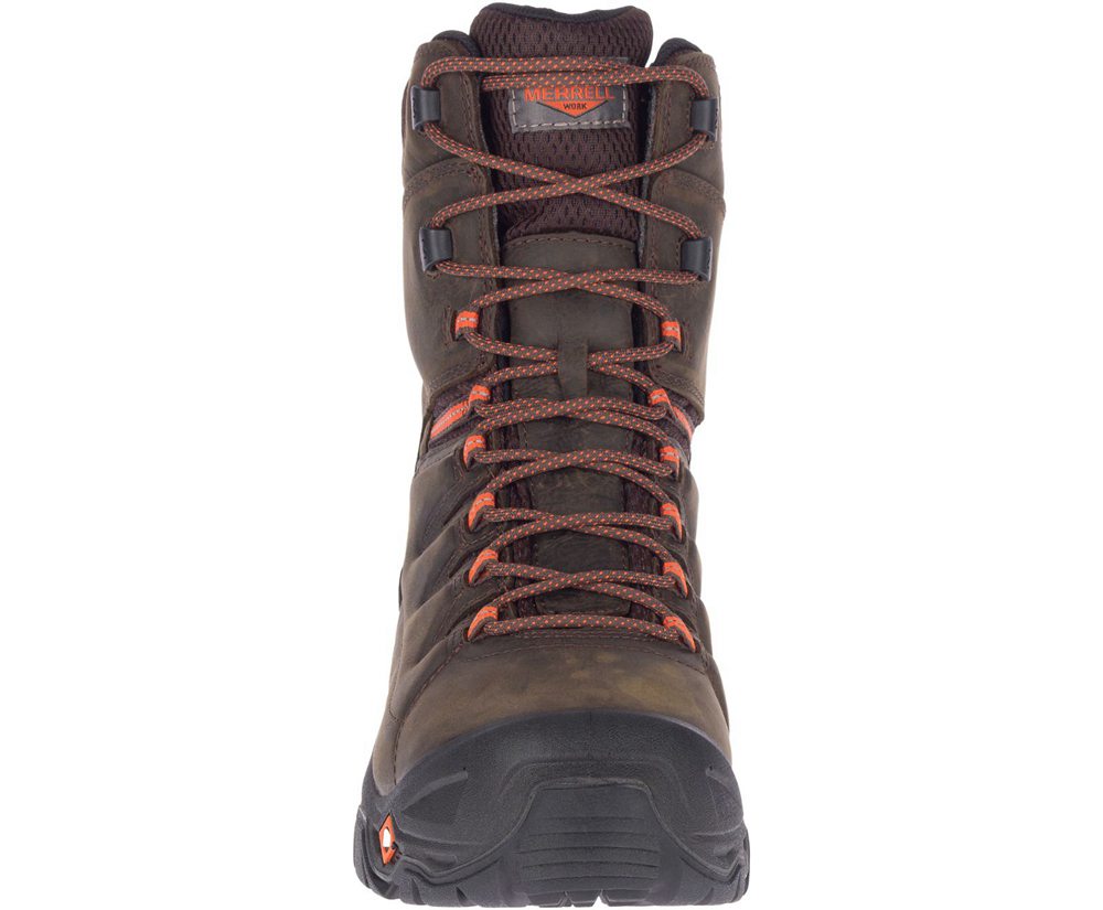 Botas Homem - Merrell Strongfield Couro 8\" Thermo Waterproof Comp Toe - Marrom - LWA806739